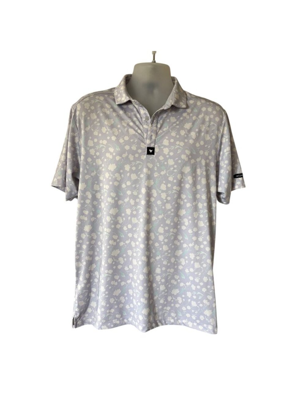 Bad Birdie Mens Golf Polo Performance Lavender Floral Size Large